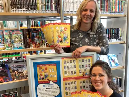 Stadtbüchereileiterin Marilies Mittelmaier und ihre Kollegin Maike Knüpfer hoffen, dass der Comic-Tag auf eine große Resonanz stößt.