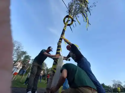 In Ostfriesland feierten von Dienstag und auf Mittwoch Tausende Menschen friedlich Maibaum, so wie hier beim SuS Emden.