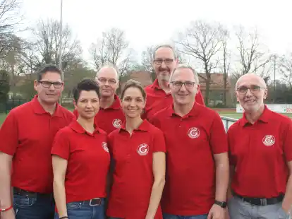 Das Organisationsteam: Sven Hoopmann (von links), Marion Hoopmann, Ralf Kühne, Susanne Deters, Matthias Nagel, BerndOltmann und Rainer Henking