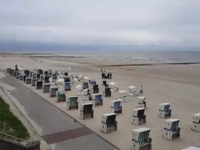 Einige Strandk&ouml;rbe wurden bereits an den neu modellierten Hauptstrand gebracht.