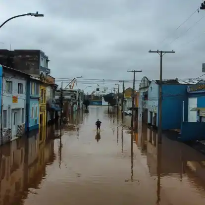 Tagelanger Regen hat die Gegend um Porto Alegre überflutet.