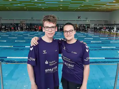 Schafften es ins Finale der acht zeitbesten Schwimmer: Jannes Röder und Celina Haake von der SG.