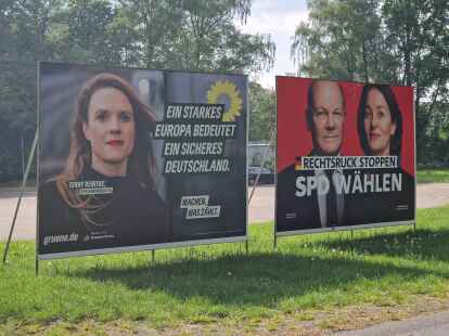 Werbung für die Europawahl auf dem Schützenplatz in Friesoythe.