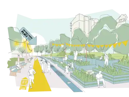 Diese Visualisierung zeigt, wie der Hochbeetgarten einmal aussehen soll.