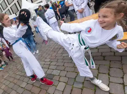 Sie können es schon, viele andere Kinder haben beim Oldenburger Sportsommer erste Erfahrungen mit traditionellem Budosport gesammelt.