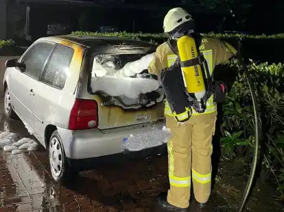 Unter Atemschutz wurde das Fahrzeug schnell gel&ouml;scht.