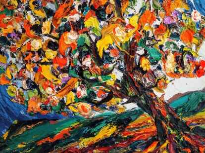 Kräftige Farben: ein Ausschnitt des Öl-Gemäldes „Baum“ von Harry Meyer.