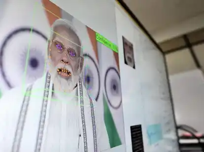 Das Gesicht von Premierminister Modi wird analysiert, um einen Avatar von ihm zu erstellen.