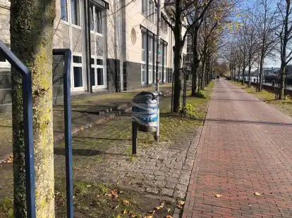 Allee am Wasser: Hier k&ouml;nnte man so sch&ouml;n verweilen. Es gibt aber keine Sitzb&auml;nke und seinen M&uuml;ll wird man auch nicht los.