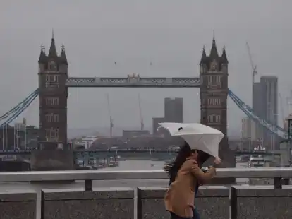 Auch in London gab es starken Wind sowie Regen. (Vuk Valcic/ZUMA Press Wire/dpa)