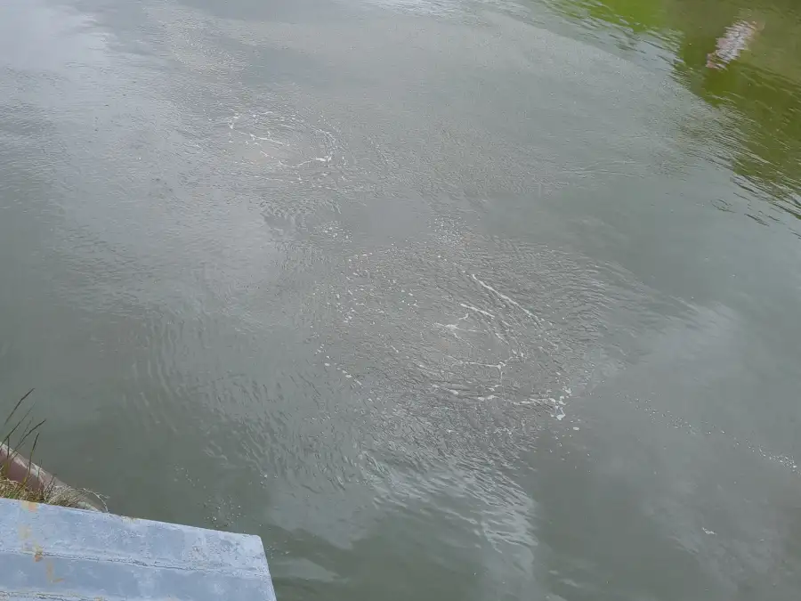 Blasen im Wasser Belüftungsanlage am Alten Hafen in Hooksiel für