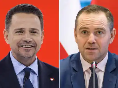 Bei der Stichwahl um das Präsidentenamt in Polen tritt der liberale Rafal Trzaskowski (links) gegen den Rechtskonservativen Karol Nawrocki an. (Archivbild)