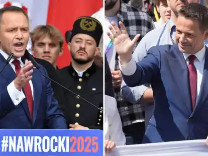 In der Stichwahl um das Präsidentenamt in Polen trifft der Rechtskonservative Karol Nawrocki (links) auf den Liberalen Rafal Trzaskowski. (Archivbild)