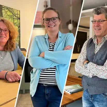 Sie nennen sich selbst „Die Möbler“: Elke Burmeister (von links), Inga Streithorst und Christoph Groß führen ihre Geschäfte in Neuenburg in direkter Nachbarschaft. Der Vierte im Bunde ist Roger Remmling (nicht im Bild).