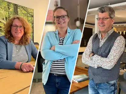 Sie nennen sich selbst „Die Möbler“: Elke Burmeister (von links), Inga Streithorst und Christoph Groß führen ihre Geschäfte in Neuenburg in direkter Nachbarschaft. Der Vierte im Bunde ist Roger Remmling (nicht im Bild).