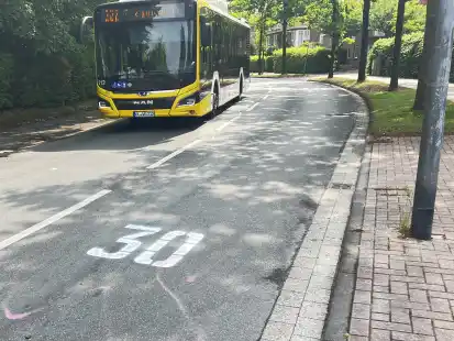 Unbekannte hatten illegal Tempo-Kennzeichnungen auf der Rennplatzstraße und dem Hochheider Weg aufgebracht. Von langer Dauer waren sie nicht.
