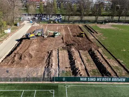Bei Werder wird gebaut: So sah es im April bei Platz 11 aus.