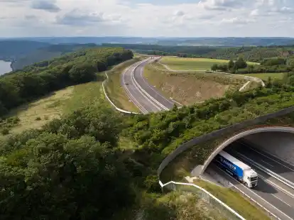So ähnlich wie auf diesem Foto, das eine Grünbrücke über die Bundesstraße B50 in Rheinland-Pfalz zeigt, könnten die Grünbrücken in Ostfriesland aussehen, die im Zuge der B72n und B210n entstehen.