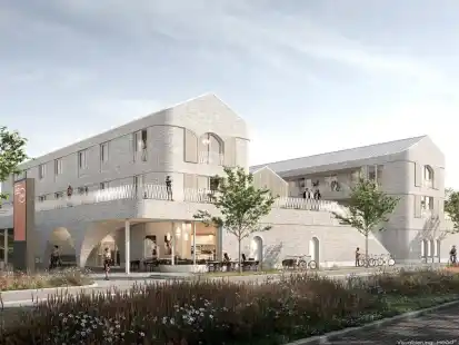 Im Bauausschuss wurde die neue Planung vorgelegt: So soll der neue Verbrauchermarkt von Aktiv &amp; Irma am Hochheider Weg aussehen.