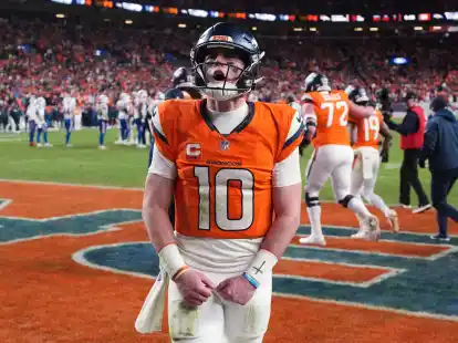 Bo Nix hat die Broncos zum ersten Playoff-Erfolg seit dem Super-Bowl-Sieg vor zehn Jahren gef&uuml;hrt.