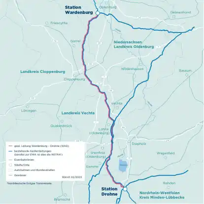 So verläuft die Erdgasleitung von Wardenburg bis Drohne.