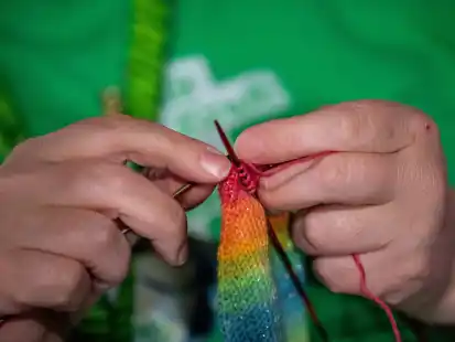Warme Woll-Pullis dringend gesucht: Bei einer Bundesdelegiertenkonferenz der Gr&uuml;nen strickt eine Teilnehmerin. Weil das Heizungsgesetz ihres fr&uuml;heren Bundeswirtschaftsministers Robert Habeck von Schwarz/Gr&uuml;n gekippt wurde, sollten dieses Hobby mehr Menschen aufgreifen &ndash; vor allem Mieter.